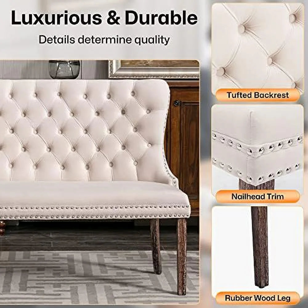 Velvet Tufted Back Dining Chairs with Gold Metal Legs Y44228