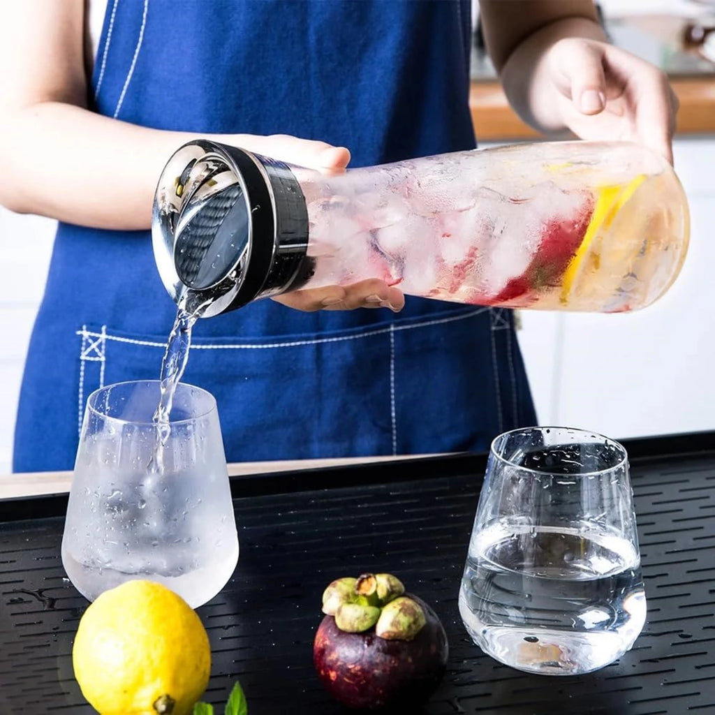 50 oz Glass Pitcher with Stainless Steel Lid and Brush D66343