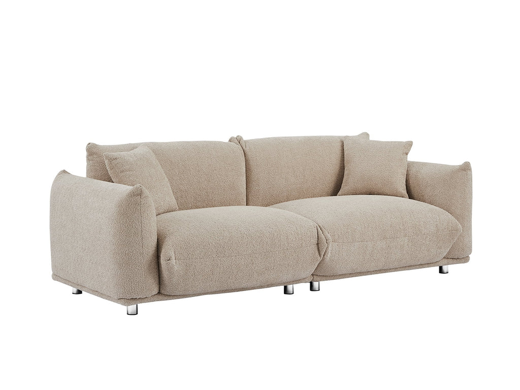 87" W Camel Lambswool 3 Seater Sofa with Metal Legs B8424