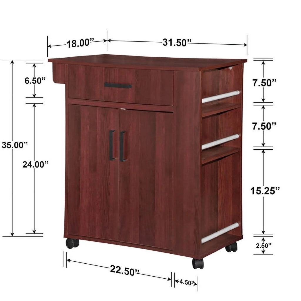 Rolling Kitchen Cart with Storage Cabinet K698669