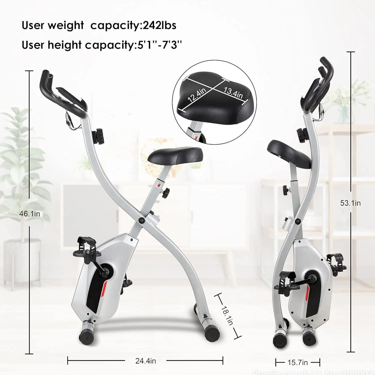 Folding Stationary Exercise Bike with LCD Monitor S989