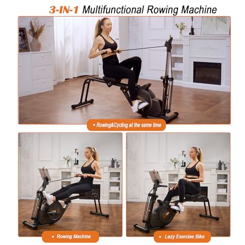 3 in 1 Rowing Machine with 350lb Weight Capacity A872887