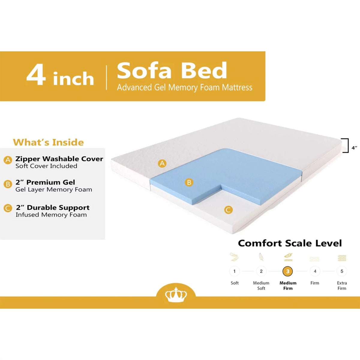 4-inch Cool Gel Memory Foam Mattress Queen Size G483690