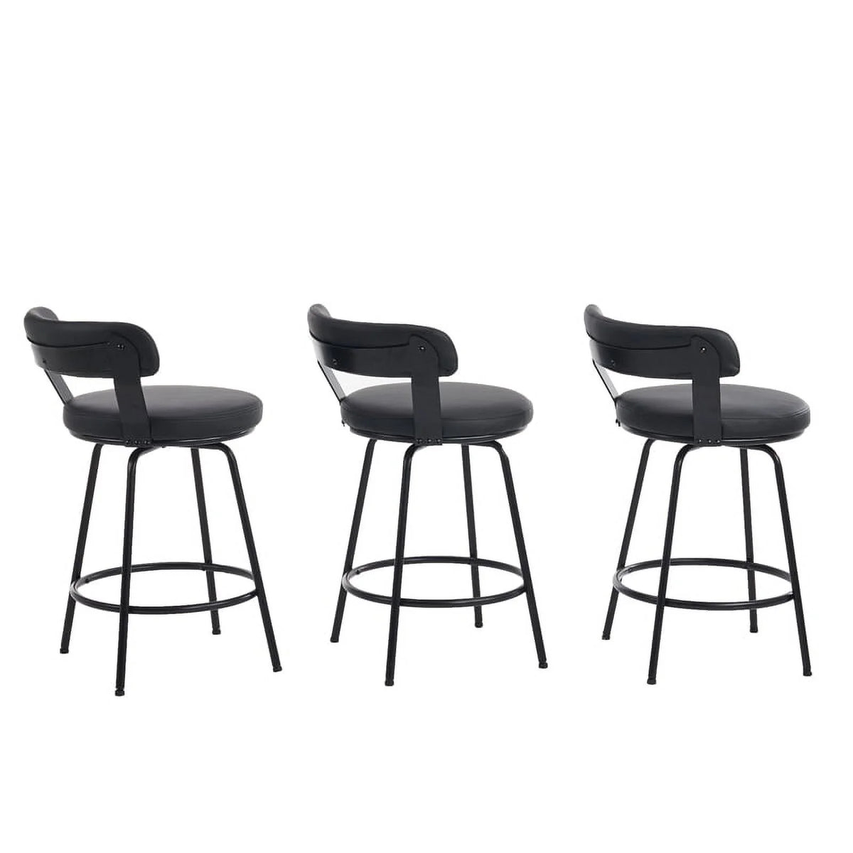 Black Faux Leather Swivel Counter Stool Set of 3 D89976