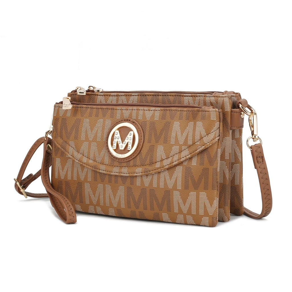 Beige Monogram Crossbody Handbag P1095