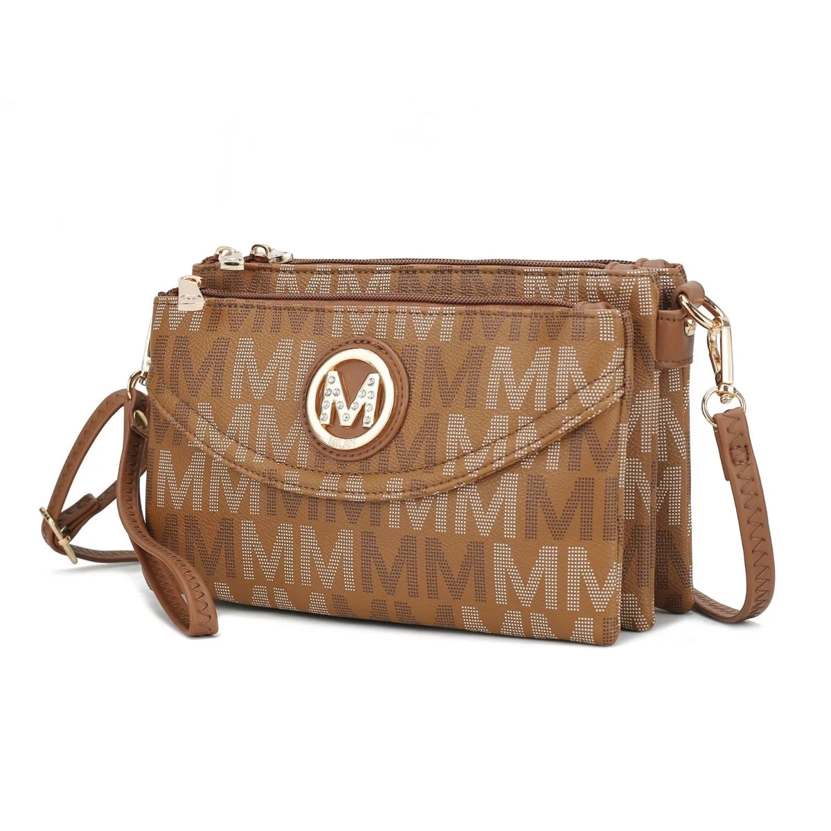 Beige Monogram Crossbody Handbag P1095
