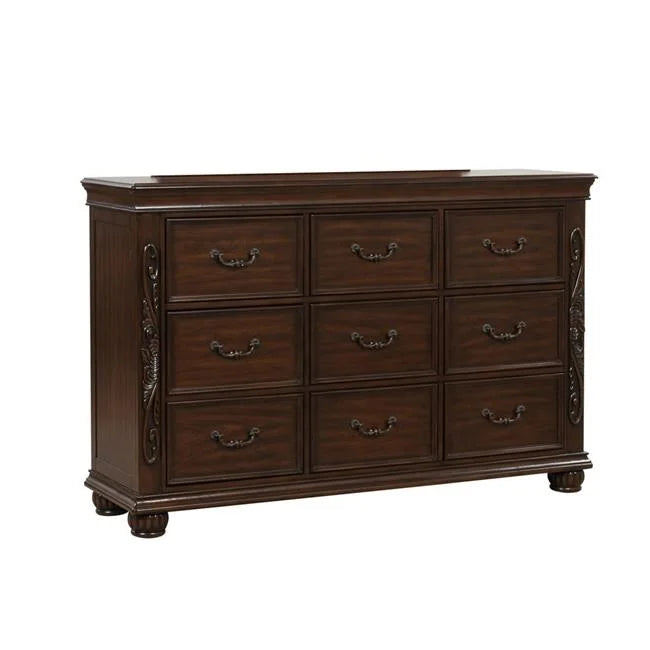 Cherry Brown 9 Drawer Wood Dresser W8622