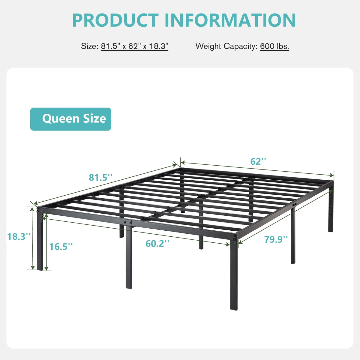 Queen Size Metal Platform Bed Frame D73818