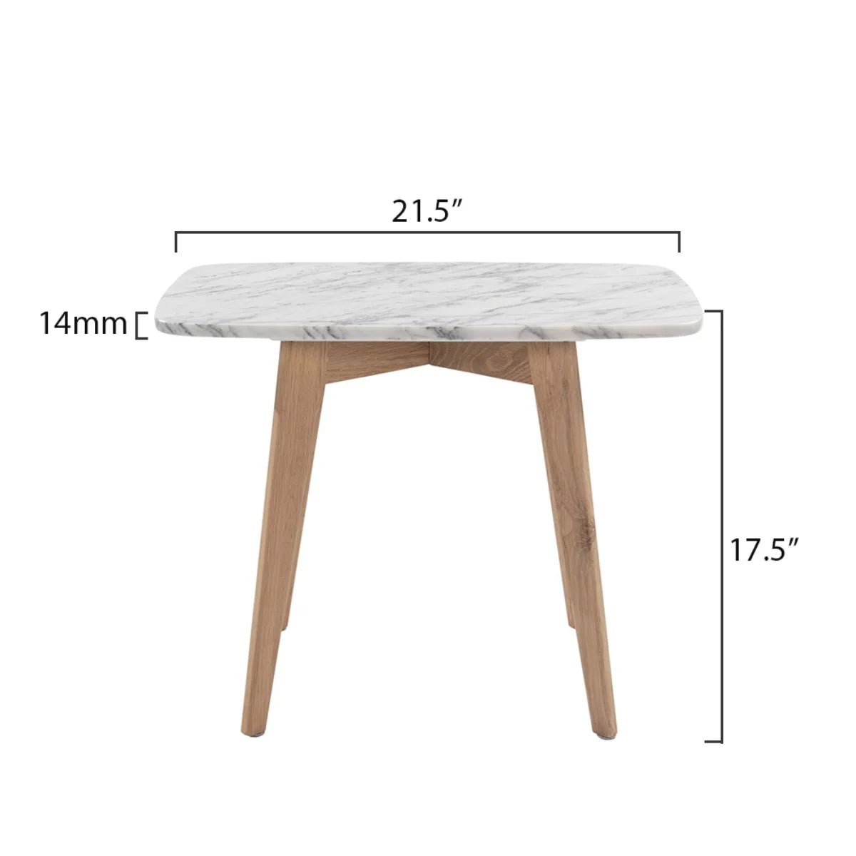 White and Beige Rectangular Marble Side Table F53622