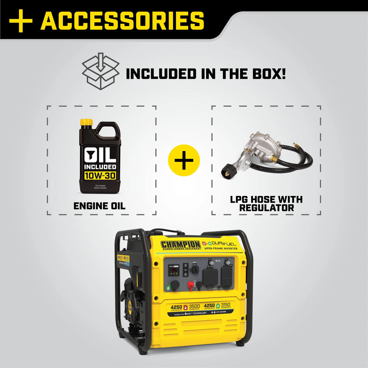 4250-Watt Dual Fuel Open Frame Inverter Generator L69910