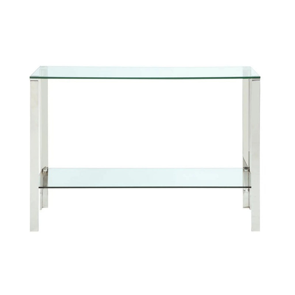 Clear Glass & Stainless Steel Sofa Table Q2907