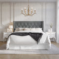Button Tufted Wingback Velvet Upholstered Queen Bed O526472