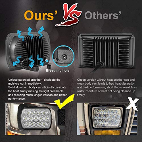 2PCS Rectangle 5x7 7x6 LED Headlights Hi/Low Sealed Beam H9608
