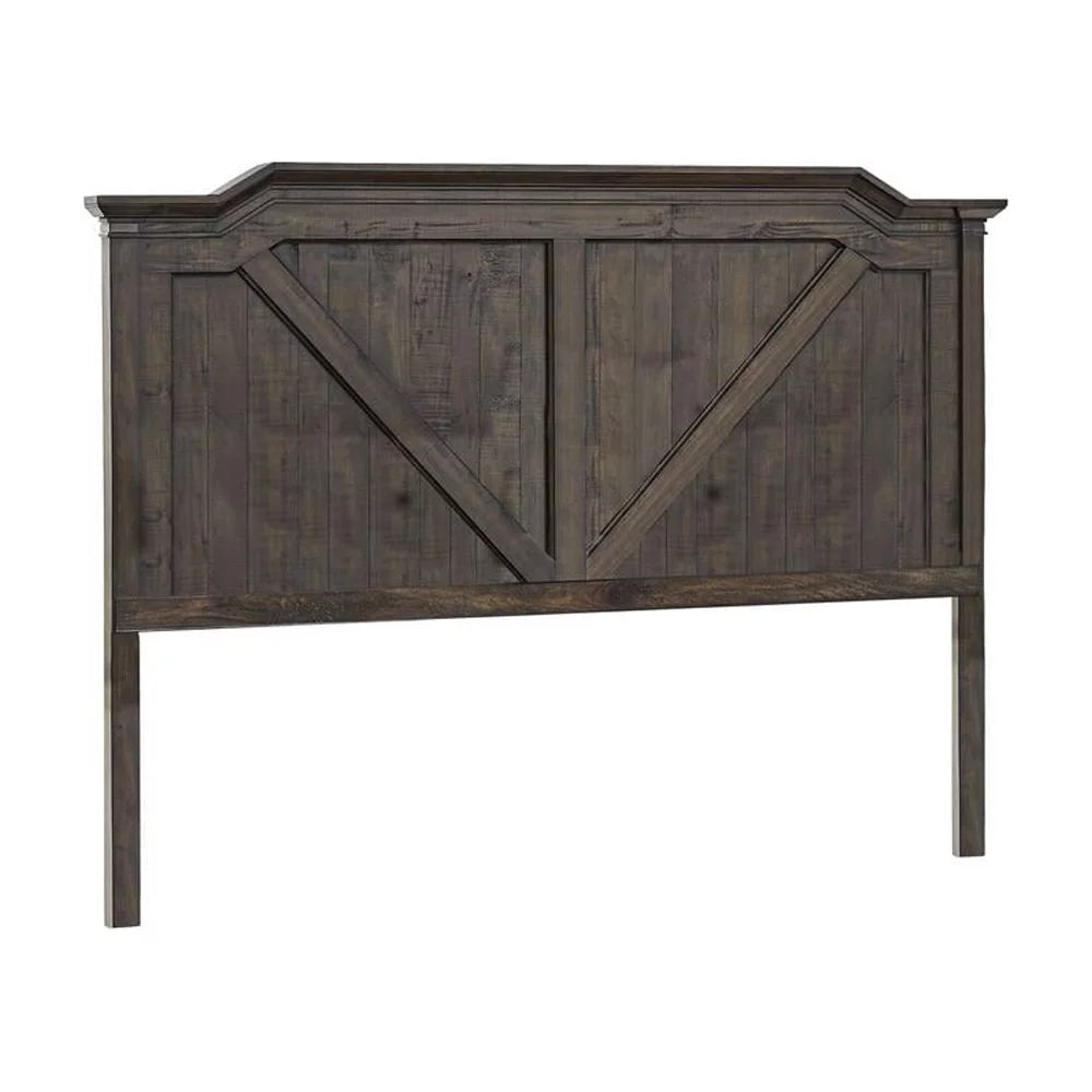 Rustic Brown Wood Queen Panel Headboard J929