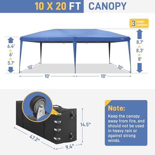 10'x20' Pop Up Canopy Tent with 6 Removable Sidewalls White M43876