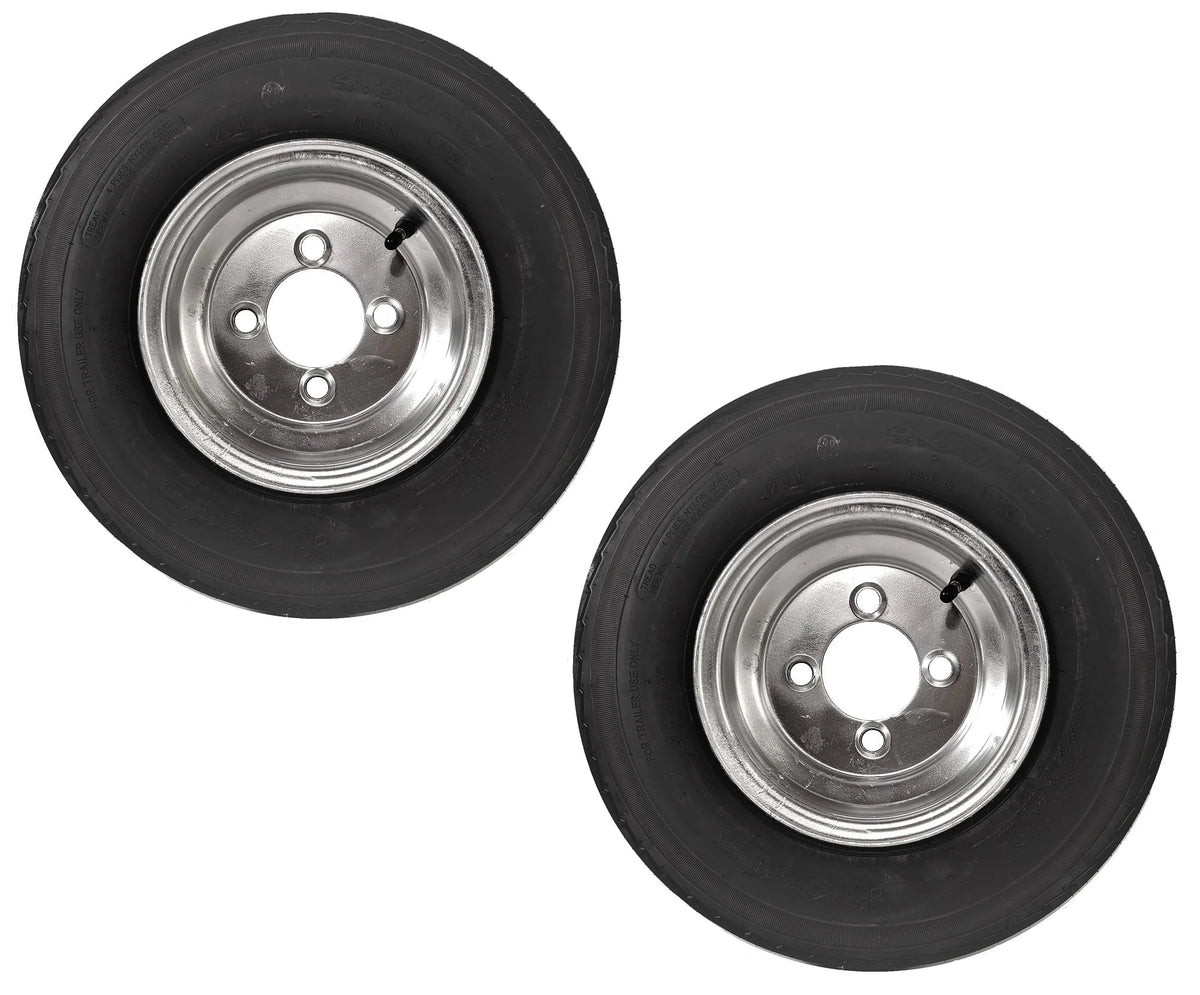 2-Pack Trailer Tire On Rim 4.80-8 4 Lug 6 Ply Galvanized Wheel O3832