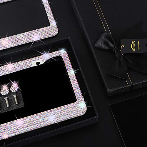 2 Pack Rhinestone Stainless Steel License Plate Frames U1750