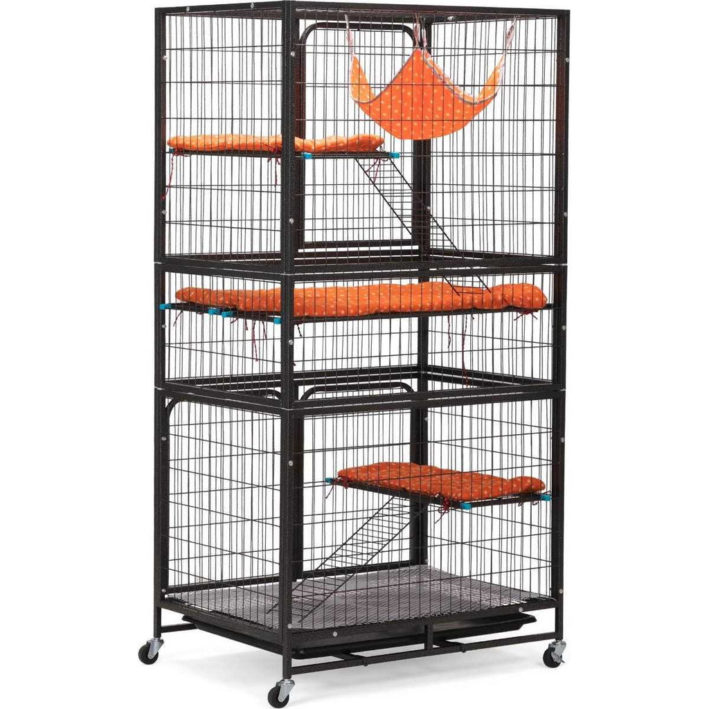 4-Tier Wire Cat Cage with Removable Wheels H7897