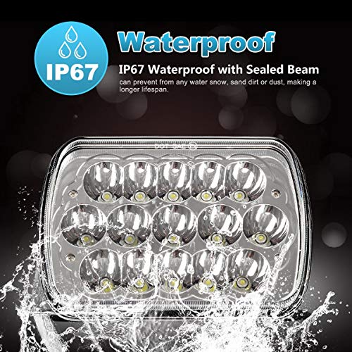2PCS Rectangle 5x7 7x6 LED Headlights Hi/Low Sealed Beam H9608