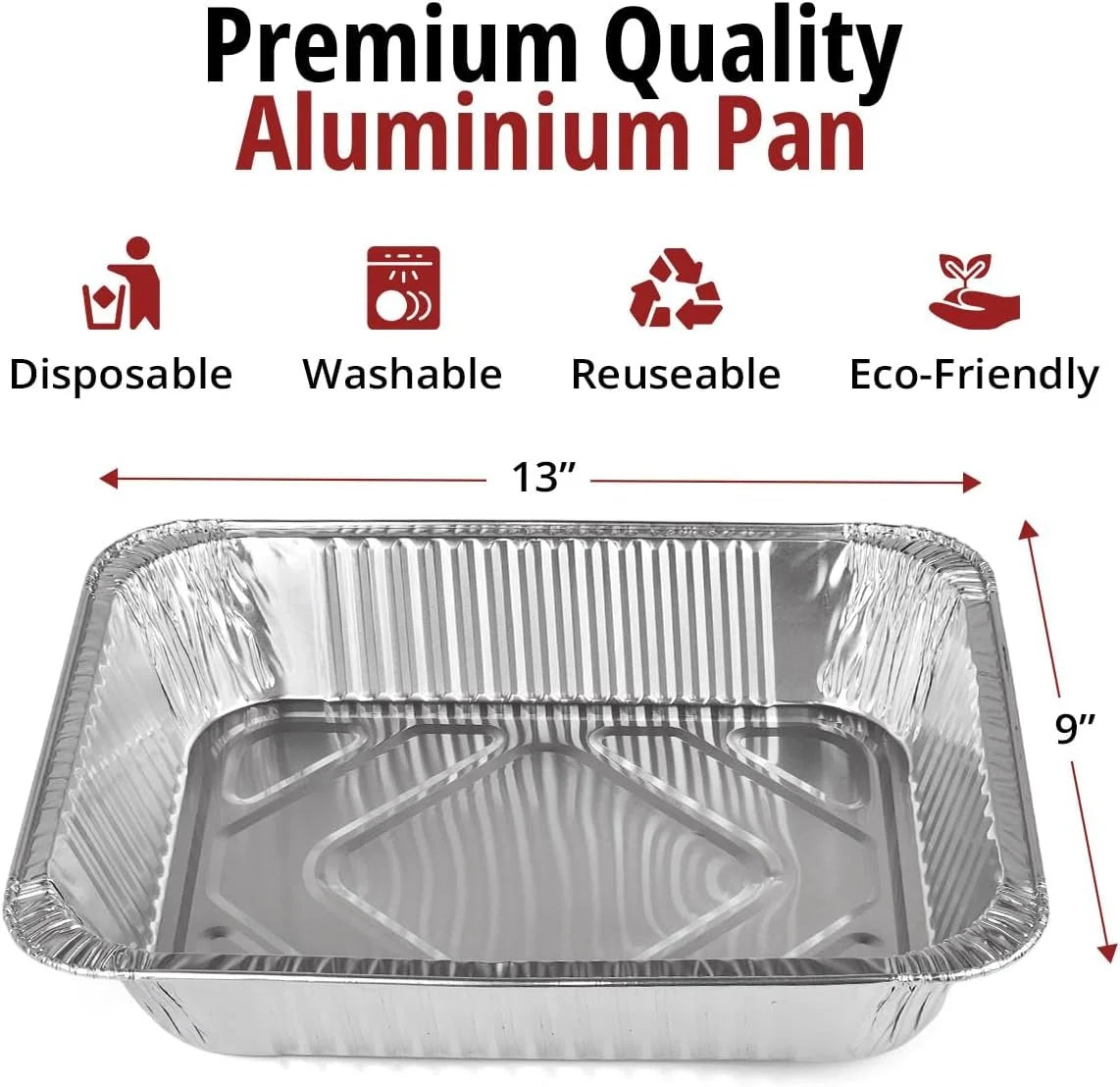 Aluminum Half Size 9x13 Disposable Foil Pans 50 Pack M53505
