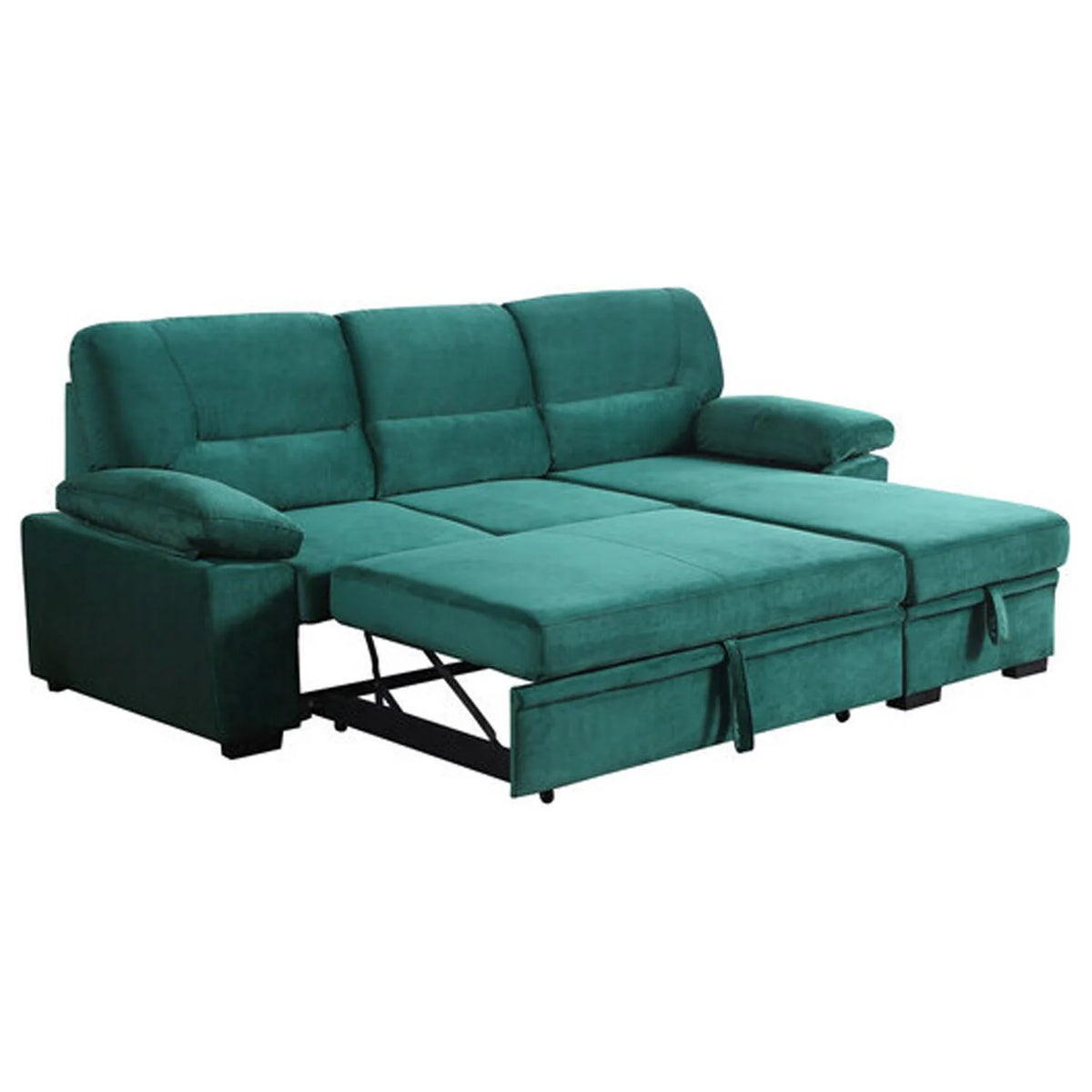 Green Reversible Sleeper Sectional Sofa U410756