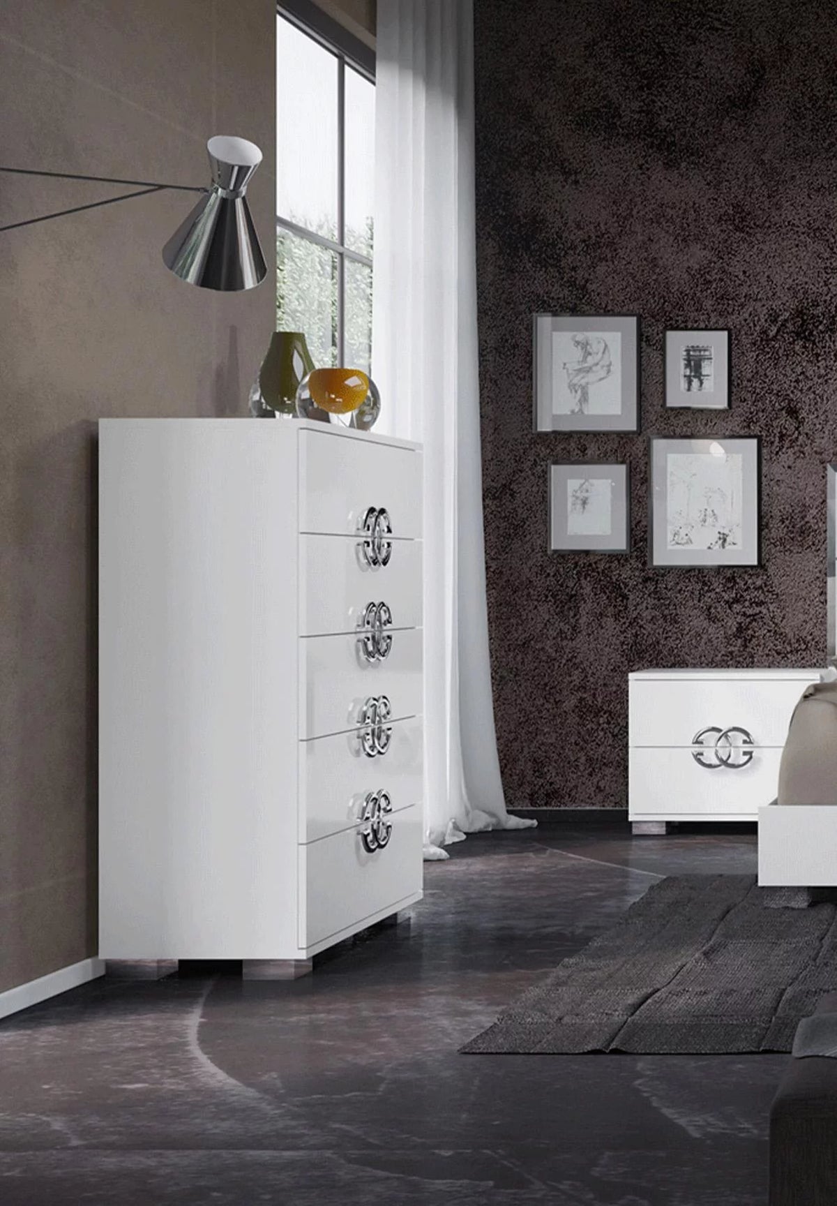White High Gloss 5 Drawer Chest Z968085