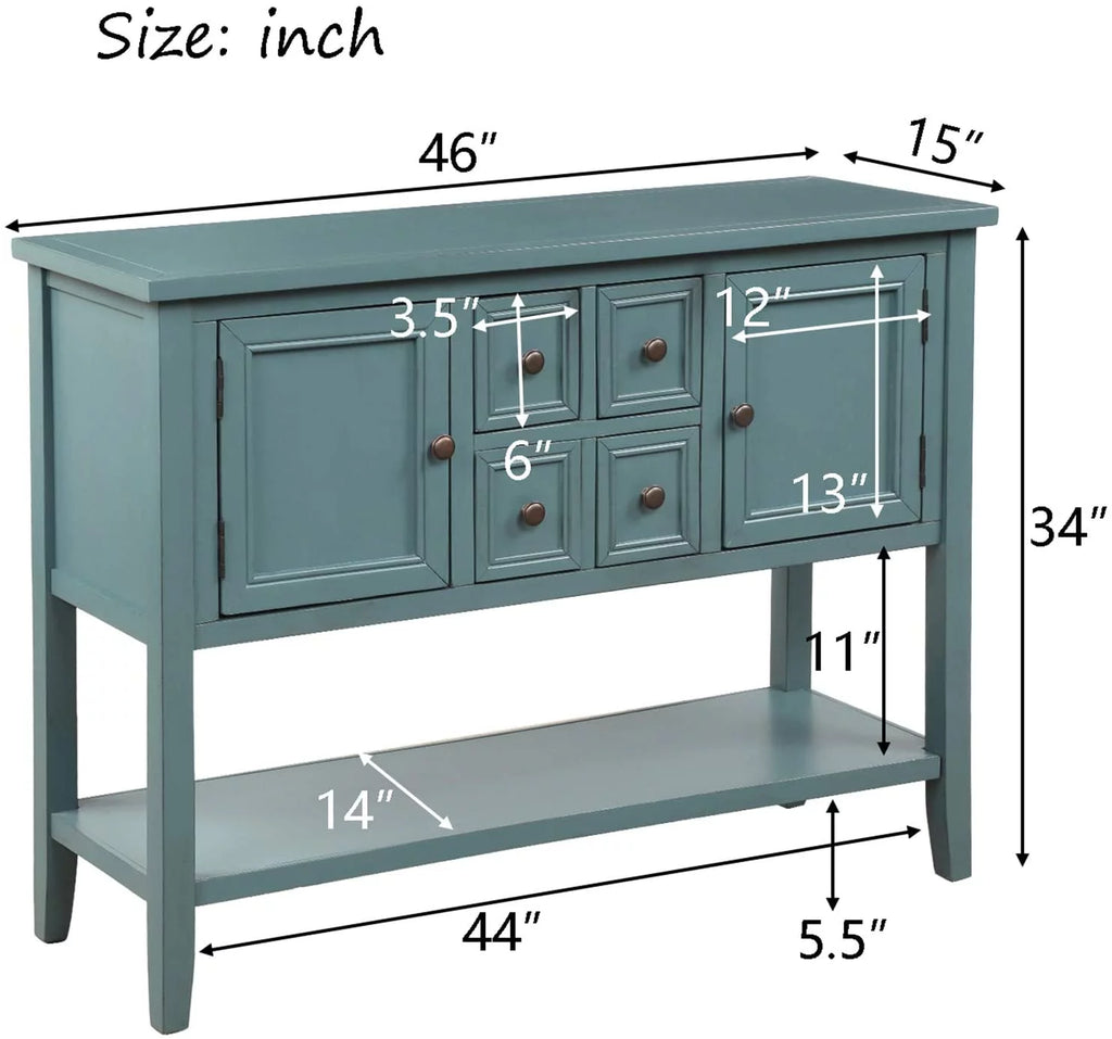 Console Table with Storage Drawers Cabinets and Bottom Shelf S571