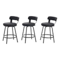 Black Faux Leather Swivel Counter Stool Set of 3 D89976