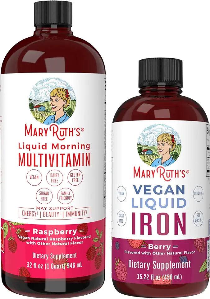 Raspberry Liquid Morning Multivitamin & Berry Iron Liquid Supplement C41575