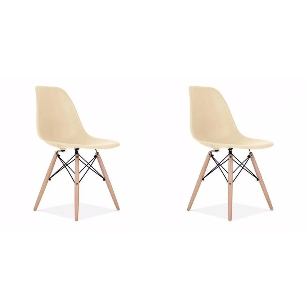Black Acrylic Dining Chair with Wood Legs Set of Two Q25866