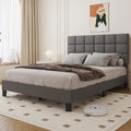 Queen Size Upholstered Bed Frame with Adjustable Headboard L2512