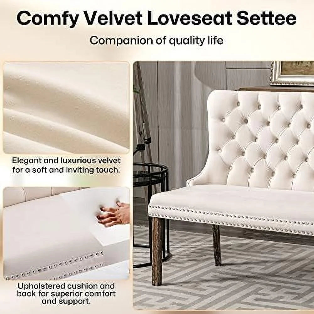 Velvet Tufted Back Dining Chairs with Gold Metal Legs Y44228