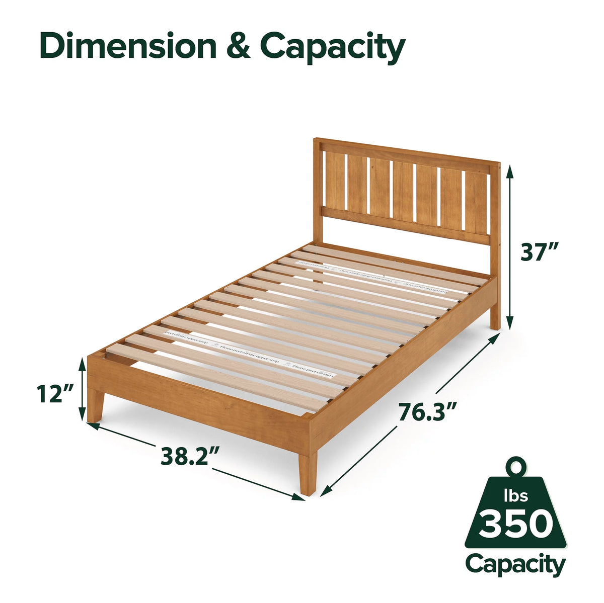 Queen Wood Platform Bed Frame with Headboard C6226