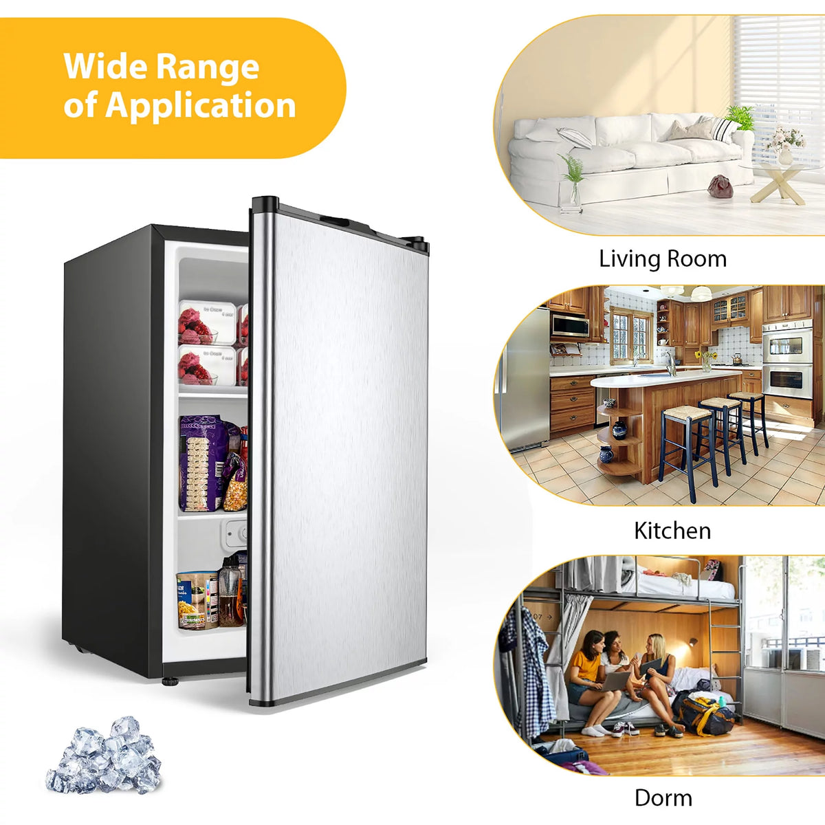 3 cu.ft. Compact Upright Freezer with Stainless Steel Door B3898