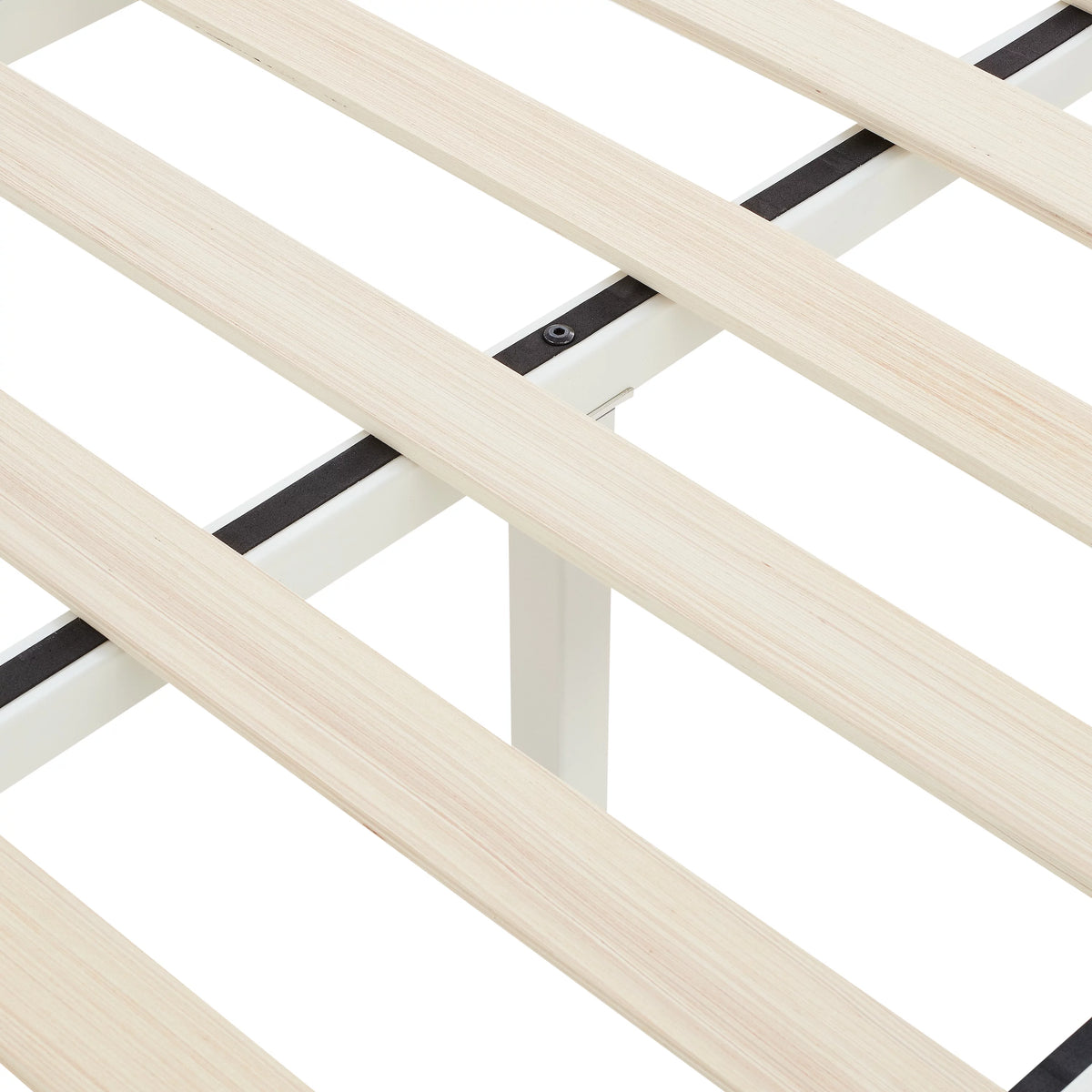 Queen Wood Slat Metal Platform Bed Frame J47507