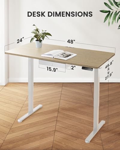 Electric Standing Desk with Drawer, 48 x 24 Adjustable Standing Desk with Storage I153