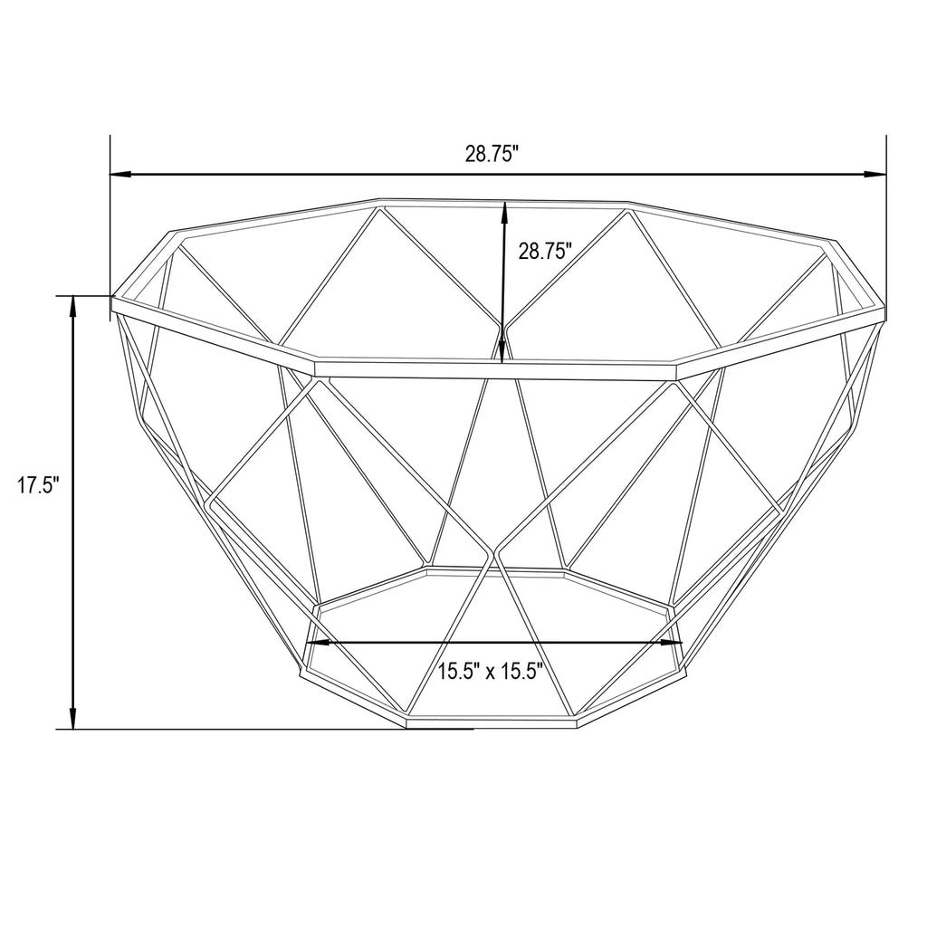 Large Modern Octagon Glass Top Coffee Table W14055