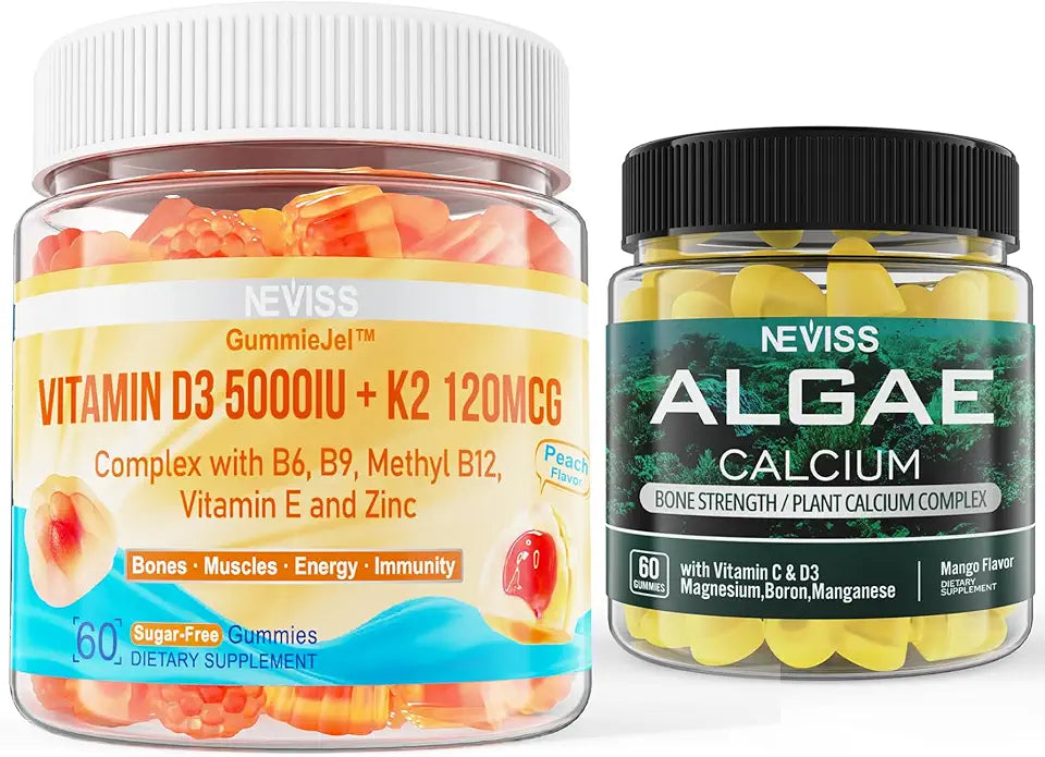 D3 5000IU K2 Gummies + Marine Algae Calcium Gummies Bundle P151