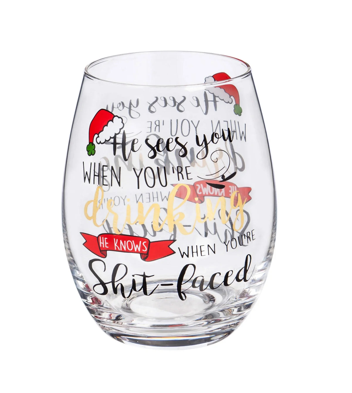 Stemless Wine Glass with Metallic Accents K35230