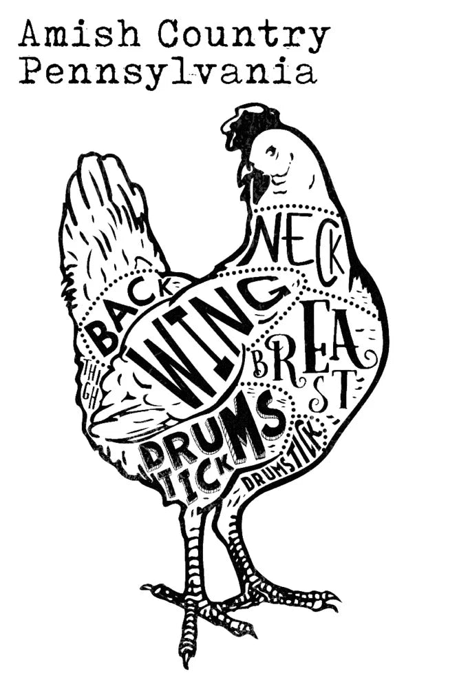 Black Chicken on White Press 36x54 Giclee Art Print M35824