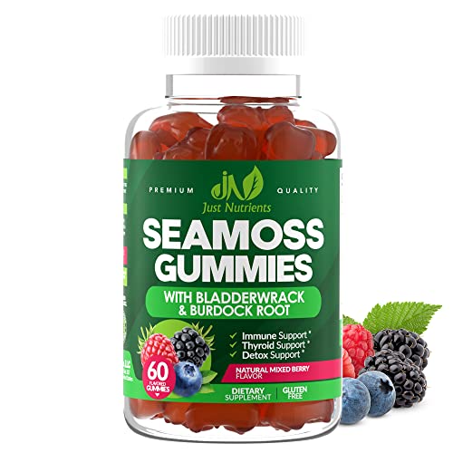 Sea Moss 3000mg Gummies with Bladderwrack and Burdock Root, 60 Gummies H8555