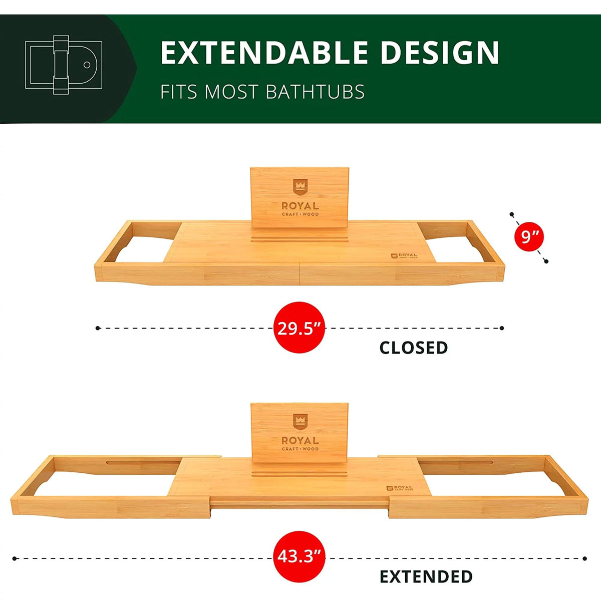 Natural Bamboo Bathtub Caddy A6480