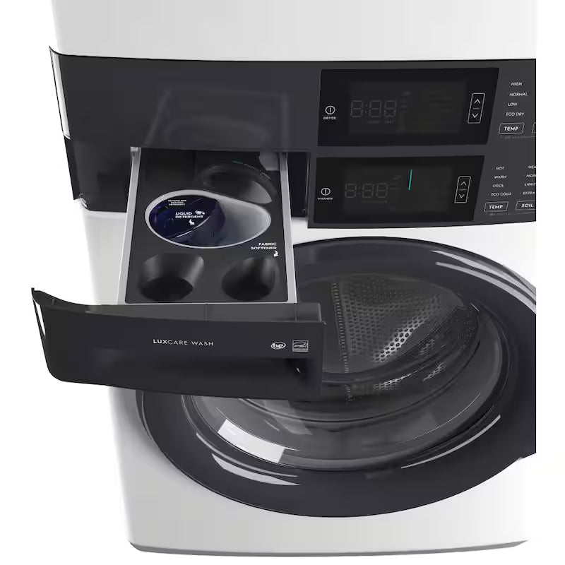 White Stacked Washer and Gas Dryer Laundry Tower A654098