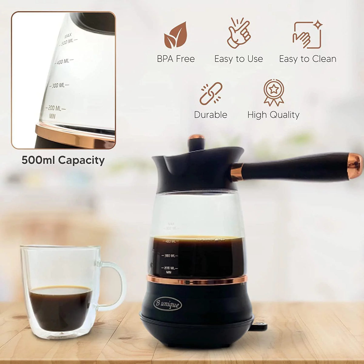 Electric Turkish Coffee Maker with 3 Temperature Settings T447673