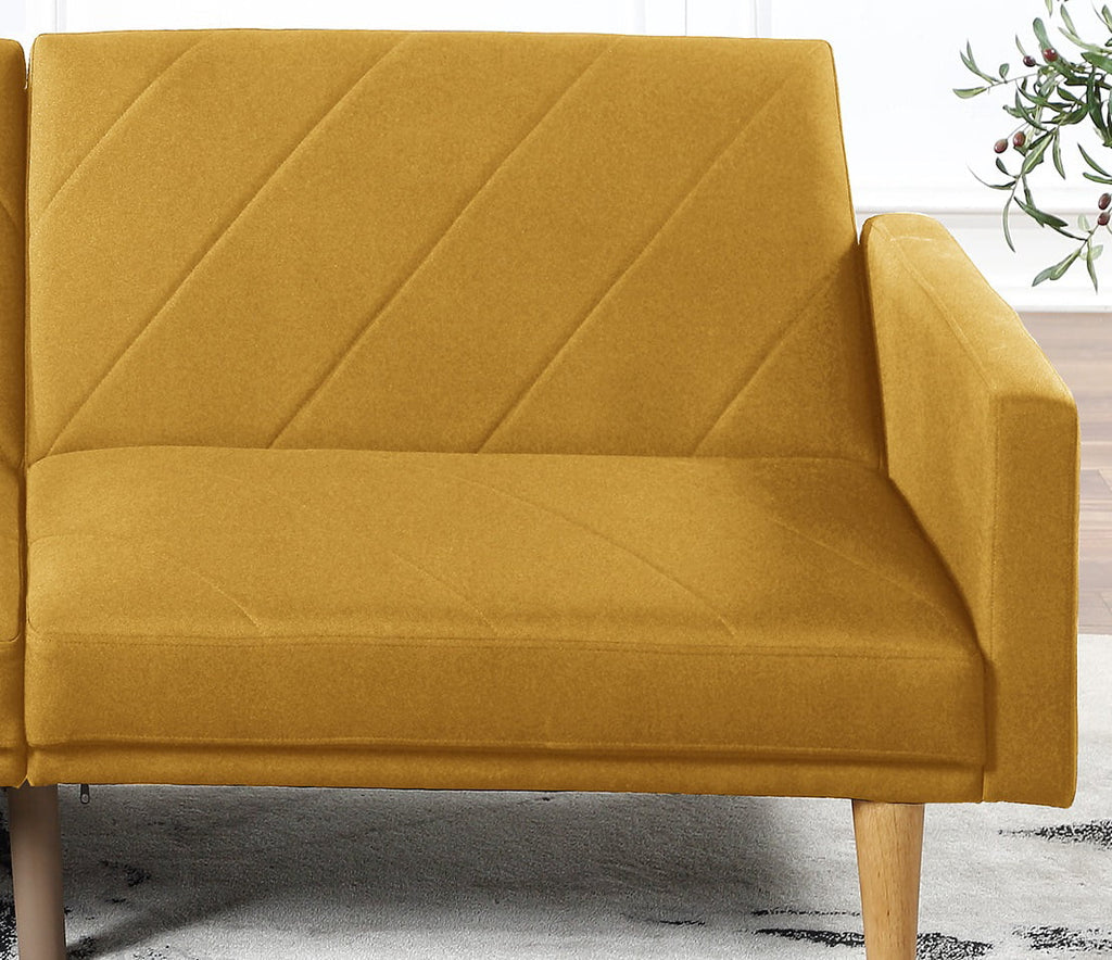 Mustard Linen Like Fabric Convertible Sofa Couch C445825