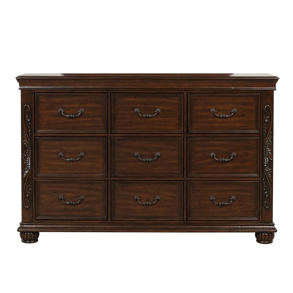 Cherry Brown 9 Drawer Wood Dresser W8622