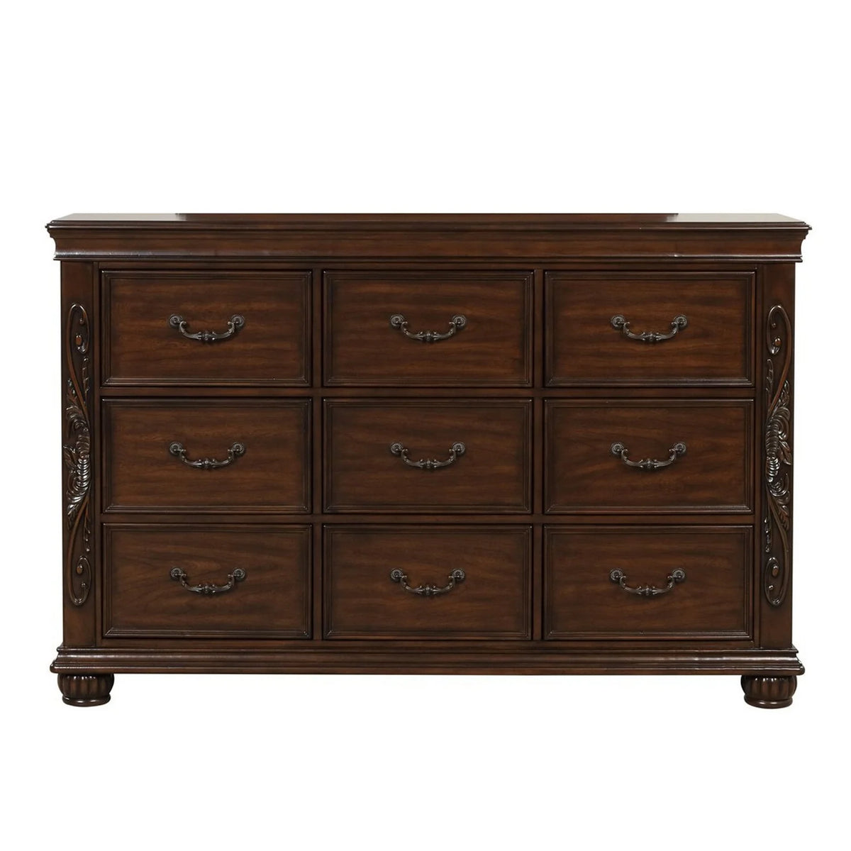 Cherry Brown 9 Drawer Wood Dresser W8622