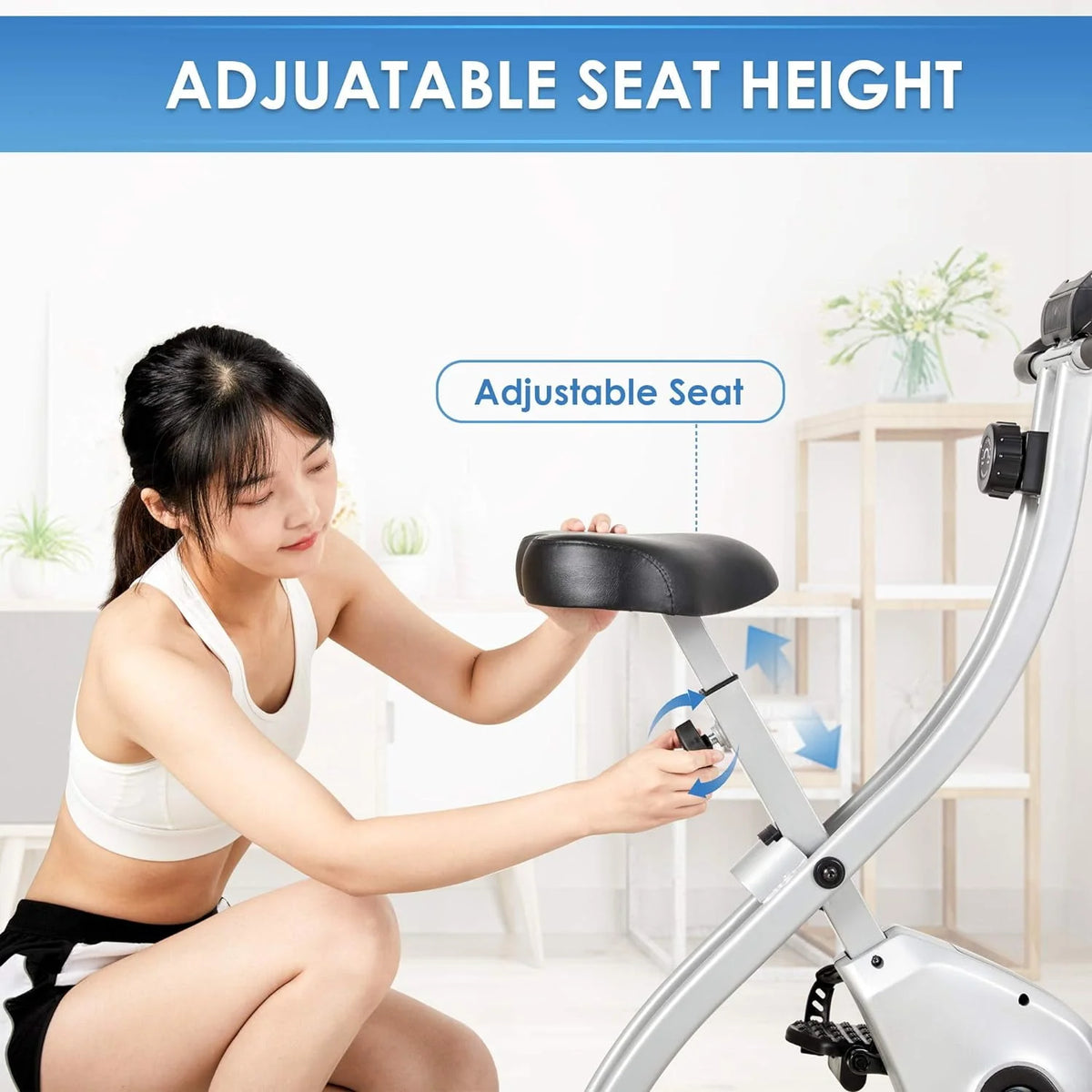 Folding Stationary Exercise Bike with LCD Monitor S989