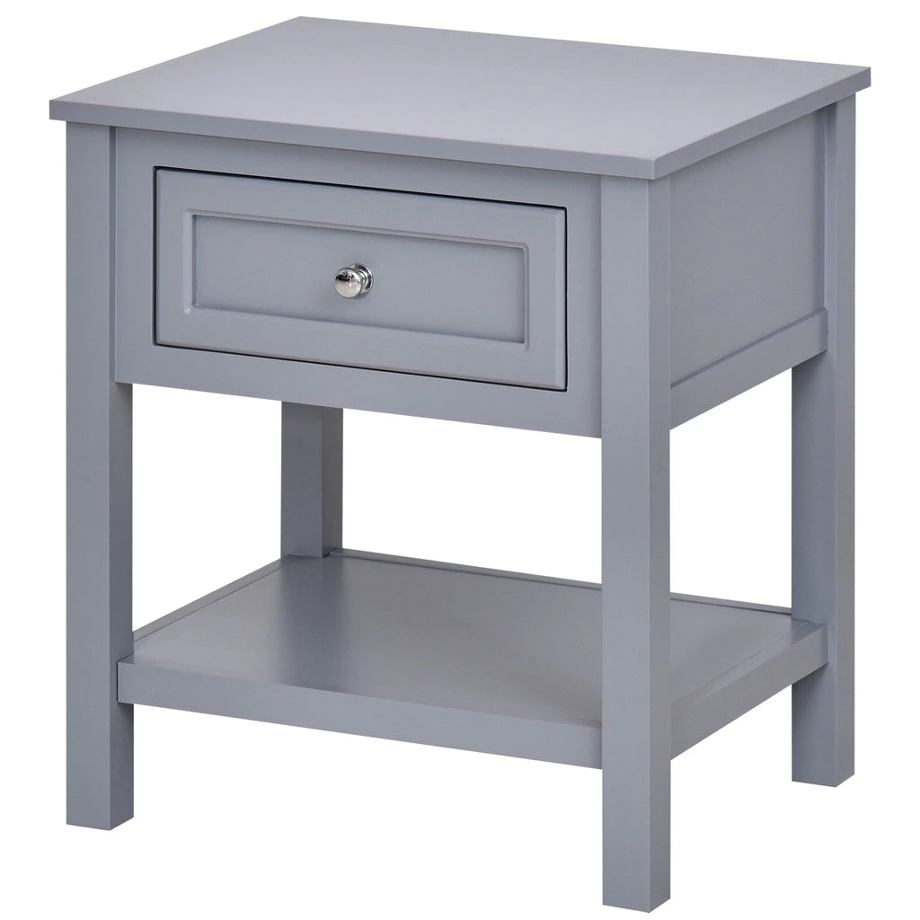 Accent End Table with Gray Tabletop, Storage Drawer, and Bottom Shelf C759245