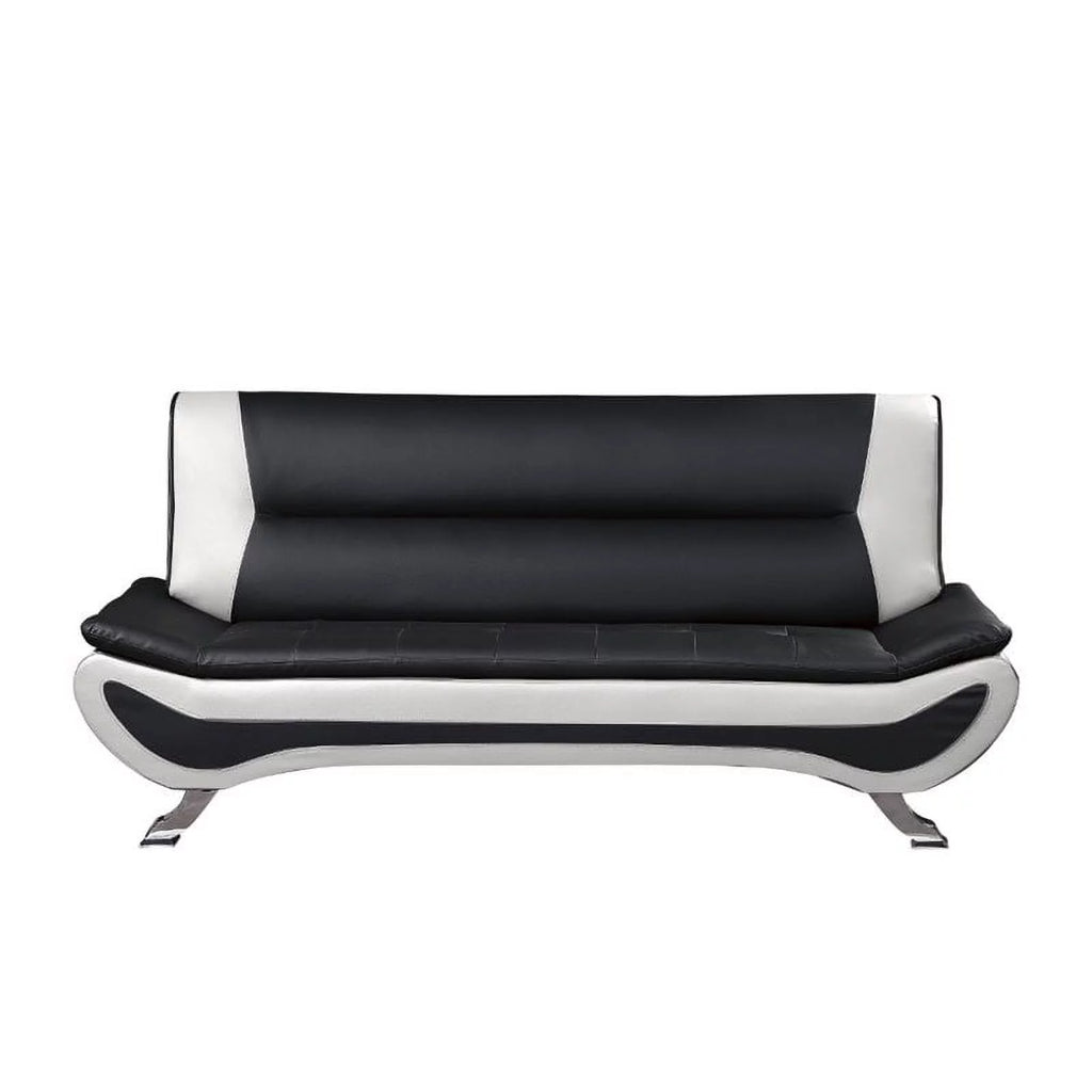 Faux Leather Sofa in Black and White X9733
